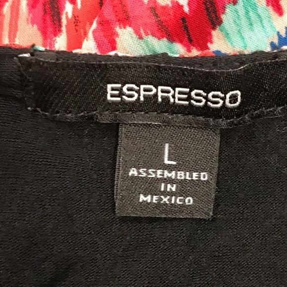 Espresso Blue & Pink Decorative Scoop Neck Tank Top L - Picture 3 of 3